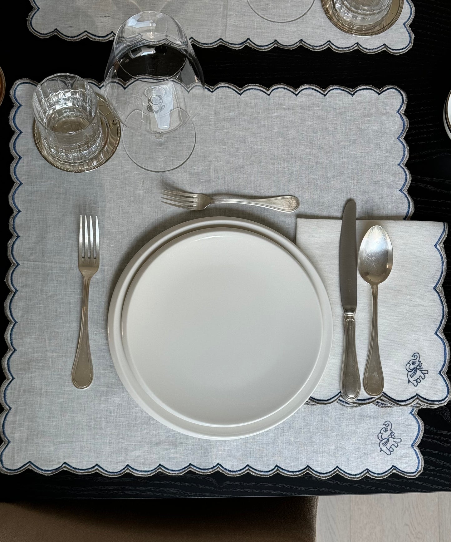 Set-Of-Two Hand Crafted Linen Placemats