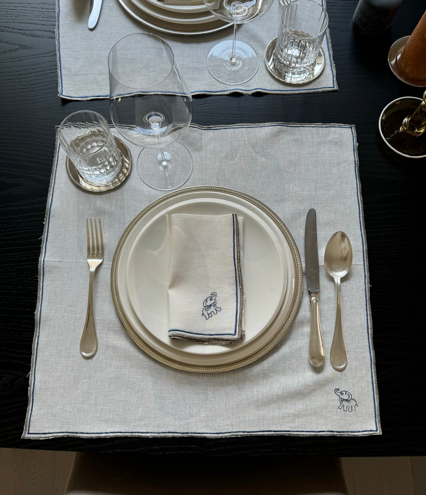 Set-Of-Two Hand Crafted Linen Placemats